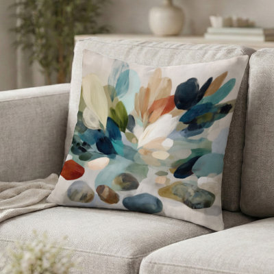 Coussin décoratif abstrait minimaliste dans des tons blancs et verts - Coussin imprimé minimaliste