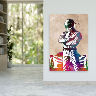 «Racer and Sports Car Abstract Colorful Modern Horse», reproduction d'art murale
