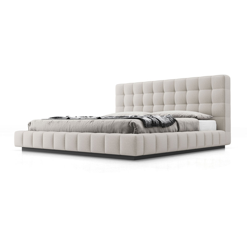 Thompson Upholstered Wingback Bed, King, Cream