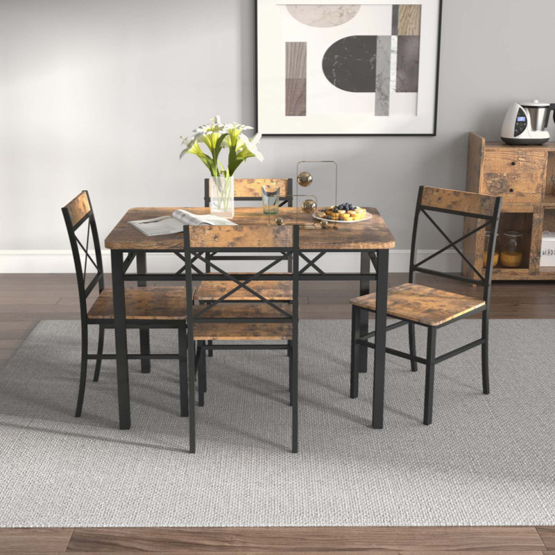 Ensemble de table de salle à manger pour 4 personnes, ensemble de table de salle à manger en bois avec chaises pour la cuisine et la salle à manger, ensemble de salle à manger compact pour les petits espaces