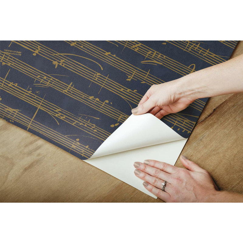 MELODY Peel & Stick Abstract Roll, Navy/Gold