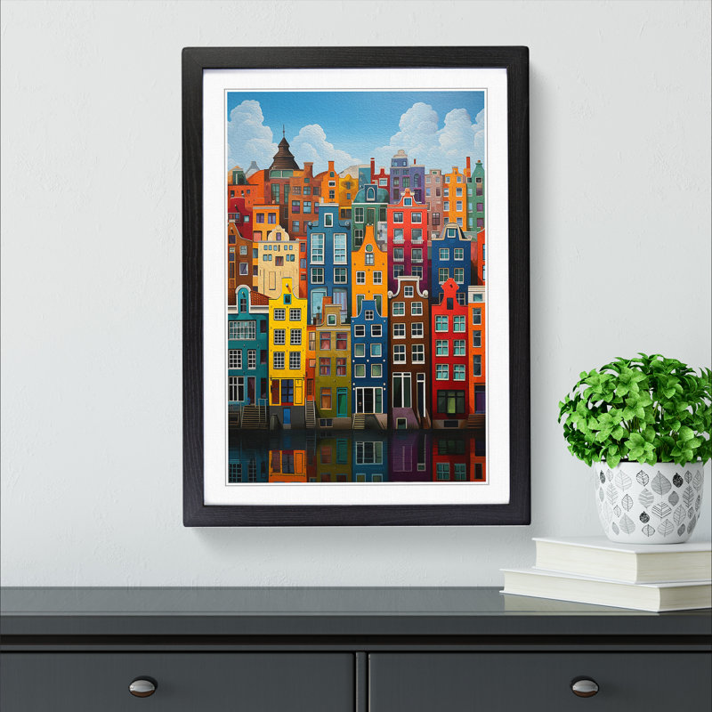 XYZ-FRM-V1223-1789 Amsterdam Colour Field - Single Picture Frame Print on Wood, 34cm H x 25cm W x 2cm D, Black 