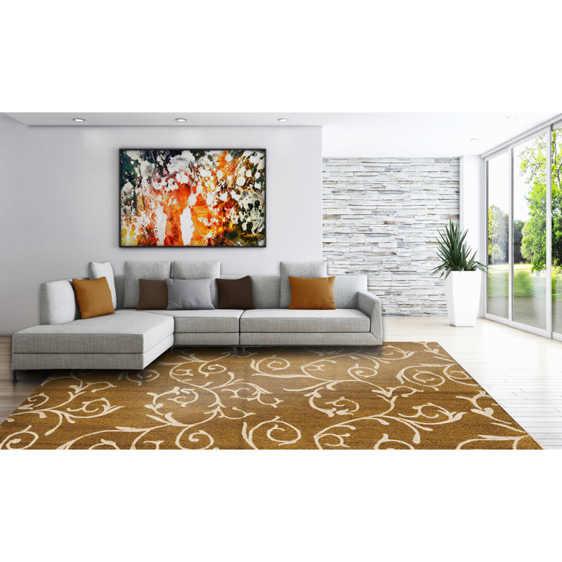 Himalayan Floral Area Rug in Brown