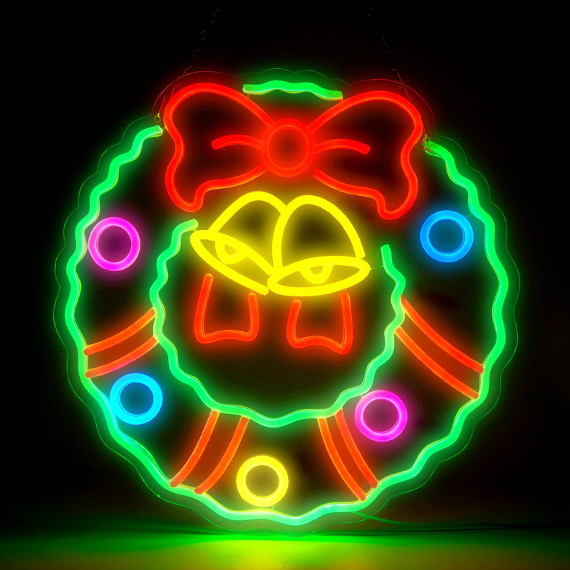 Enseigne lumineuse de Noël couronne de Noël