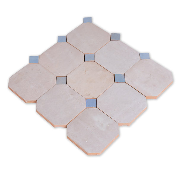 Contemporary Zellige Panels, 12" X 12" X 1/2", Graywhite With Blue Accents