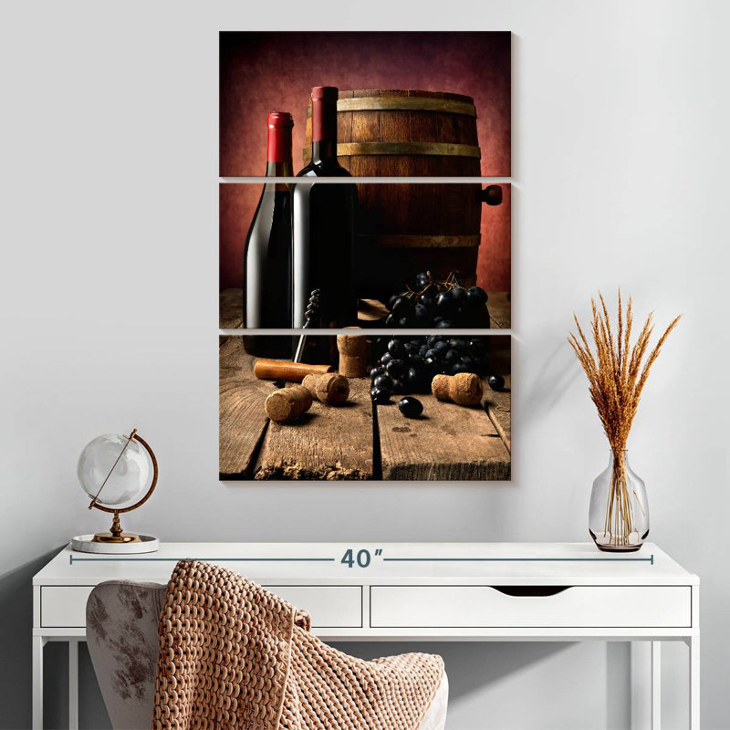 Dark Wine Bottles, 32" H x 20" W