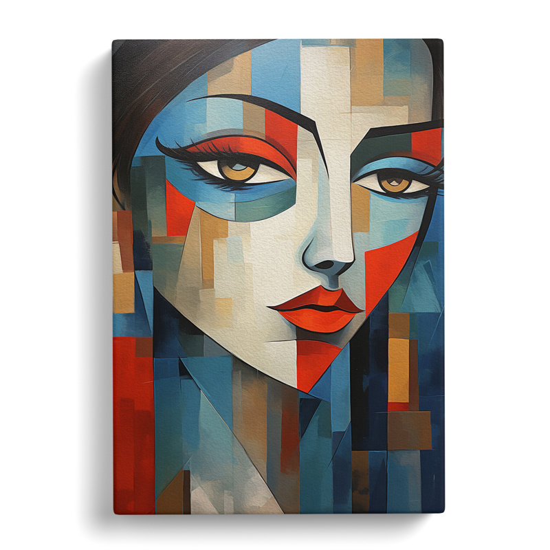 Indian Woman Cubism No.2 - Print on Canvas, 76cm H x 50cm W x 3cm D