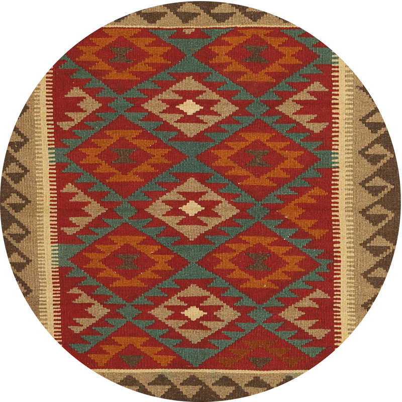Tapis rouge / brun Southwestern, Rond 8 pi