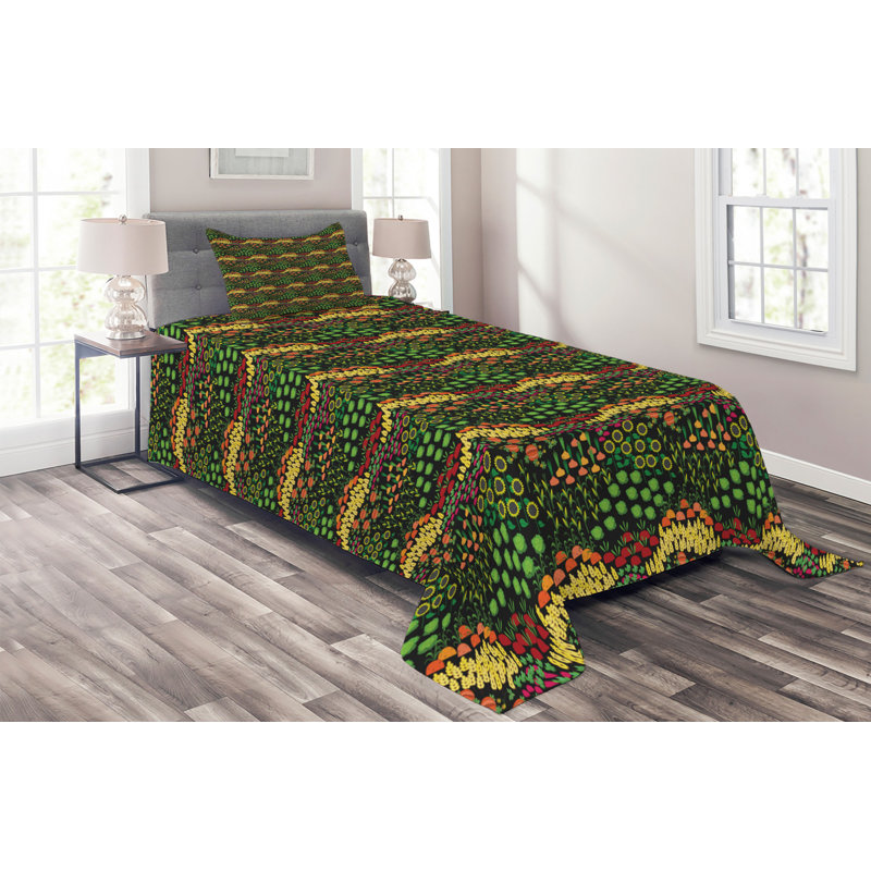 Vegetables Farmhouse / Country Polyester Coverlet, Twin Bedspread + 1 Sham