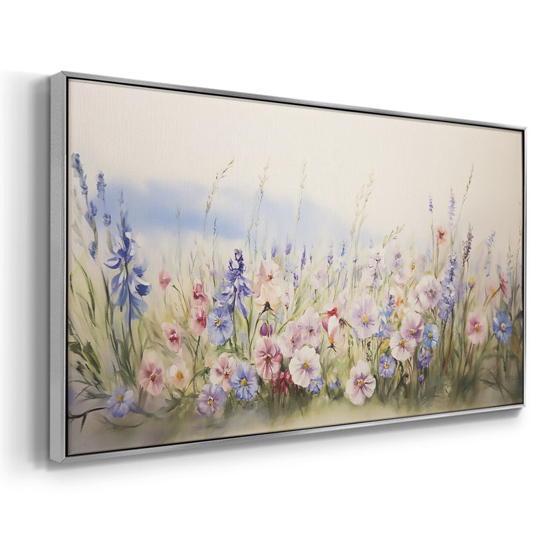 Botanical Series-CCXIX- Toile tendue avec châssis tendue, prête à être accrochée, H 21 po x l 41 po, Argent argent