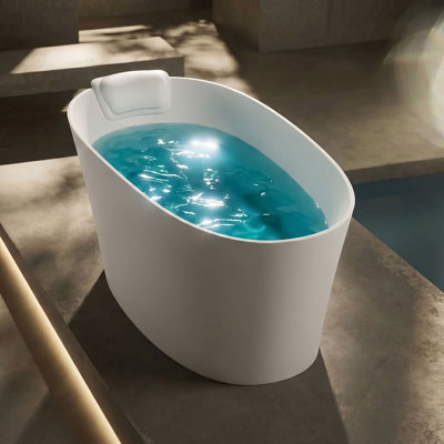 51" x 28" Freestanding Soaking Solid Surface Bathtub