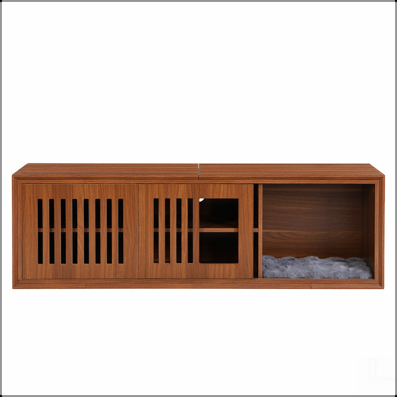 Meuble télé Mid-Century en noyer avec table extensible Morden