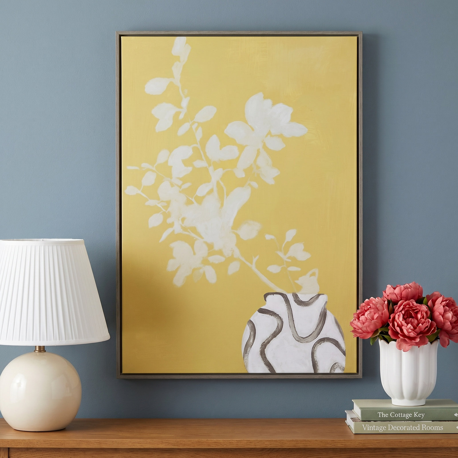 Vanilla and Yellow Flower Vase Canvas Print