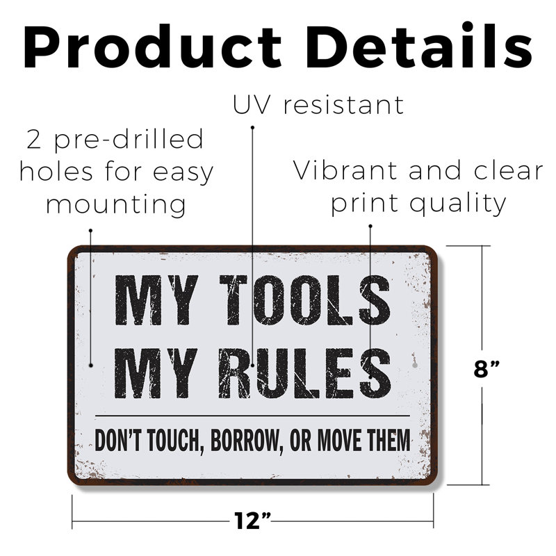Panneau en plastique mes outils 8 "x 12" My Tools