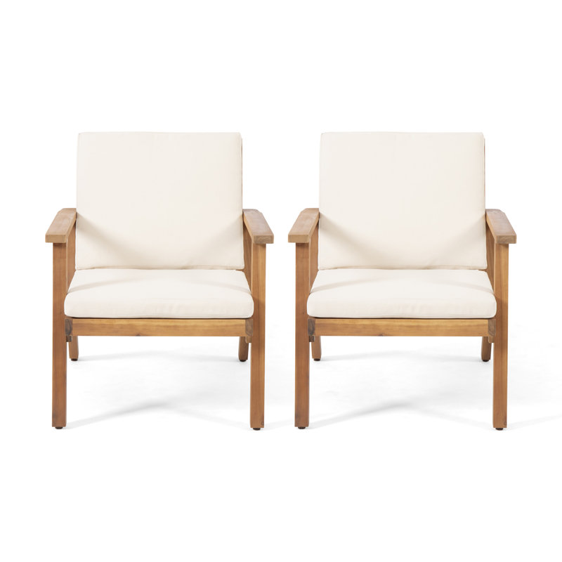 Channing Wood Outdoor Lounge Chair, Brown Patina, Cream