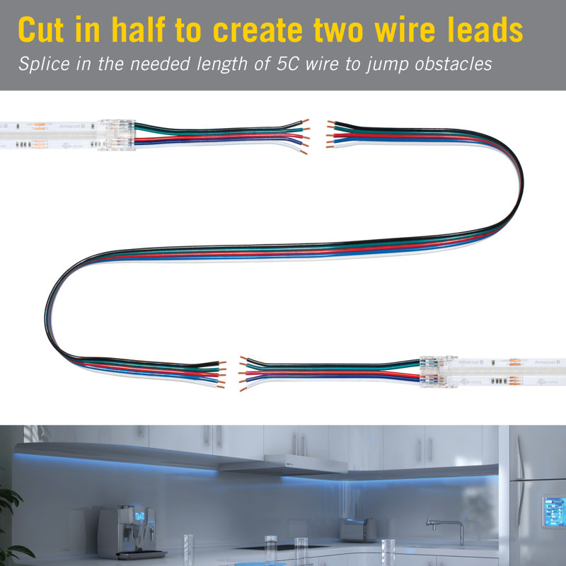 5 Pin COB RGB+W 6" Tape to Tape LED Strip Light Connectors, 4 Pack