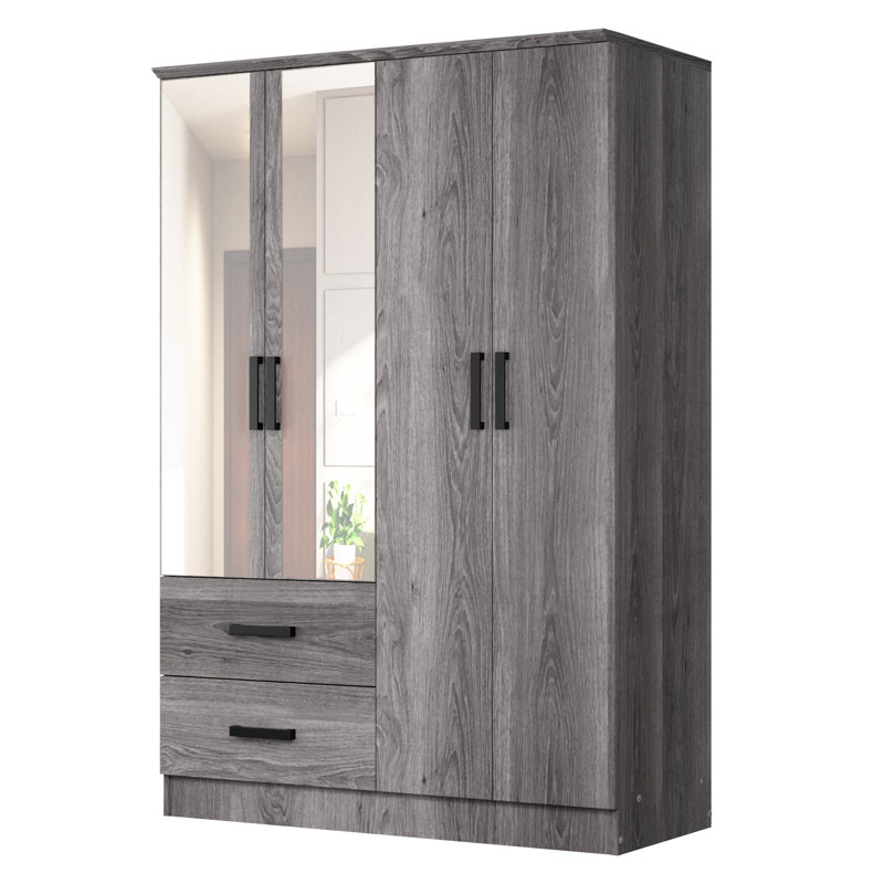 Armoire 4 portes avec 2 tiroirs et tablettes Apollonios, Gris