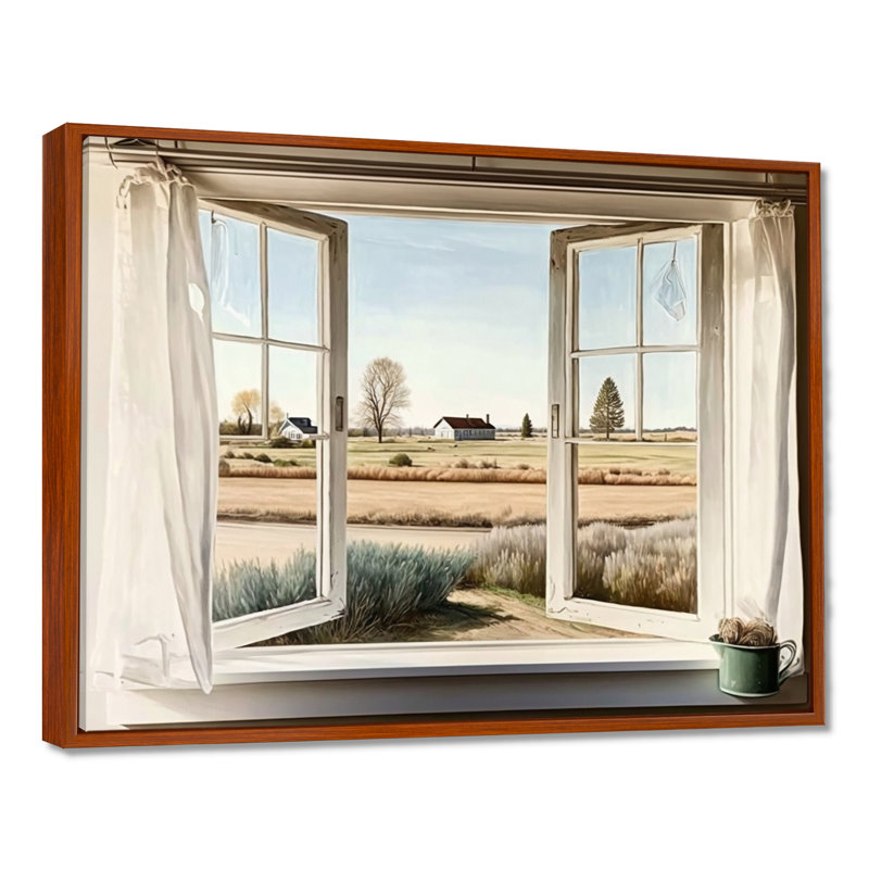 «Window to Landscape Views III - Farm Landscape», art encadré, 24" H x 32" W, Brown Floater Framed
