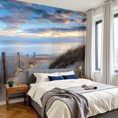 Peel and Stick Wallpaper Beach Truro Cape Cod Wall Murals 100"H x 144"W Removable PVC Wall Paper Self-Adhesive Wall Decor for Bedroom Living Room Home Office