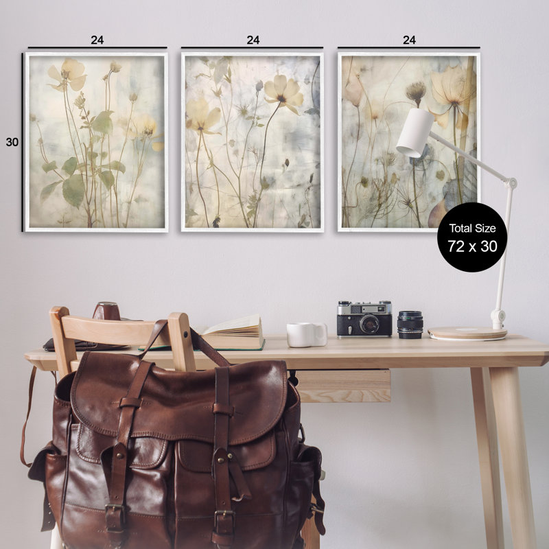  «Soft Blooming Botanicals», ensemble de 3 giclées par lettres et lignes, H 30 po x l 24 po