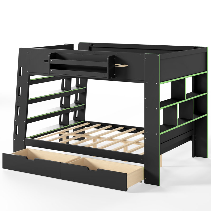 Full Over Full Over Full Platform Bunk Bed