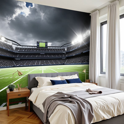 Papier peint 3D Sports de terrain de football américain Papier peint adhésif auto-adhésif pour chambre à coucher, salon, dortoir, décoration murale, plafond, armoire, autocollant