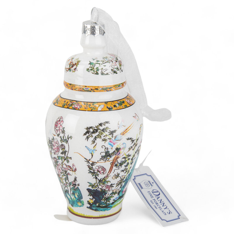 Ginger Jar Rose Canton Glass Ornament