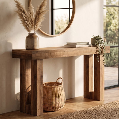 Console 59 "en bois massif récupéré - Longue entrée de ferme et table de canapé pour le couloir