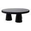 Table basse en bois avec marbre métallique - Décoration de table de salon ronde contemporaine - Décoration intérieure moderne avec base sculpturale - 42 po, noir