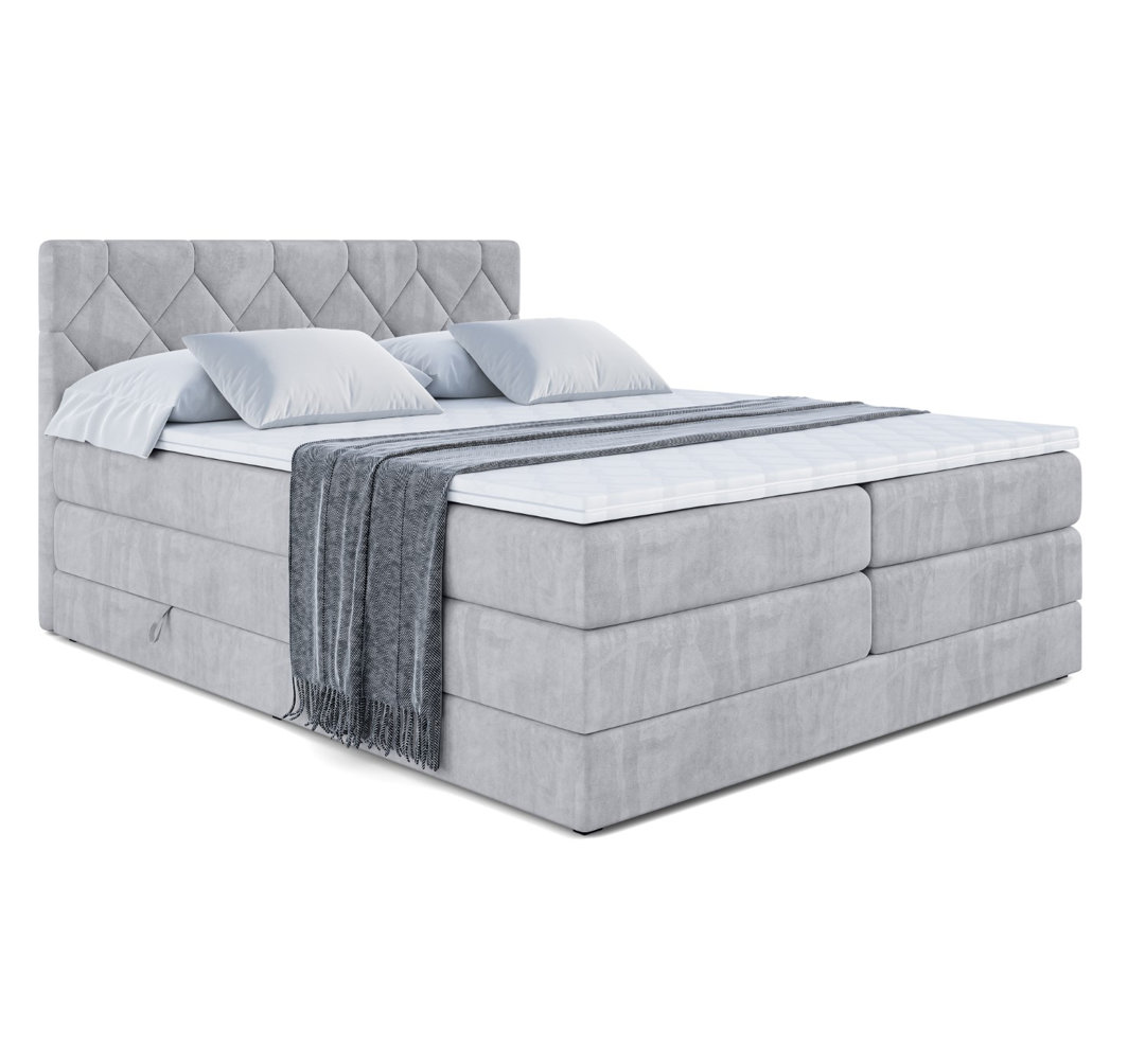 Boxspringbett mit Bettkasten und Topper