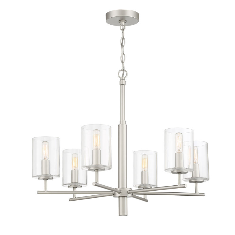 Lustre empire à 6 lumières Nasif, Nickel satiné
