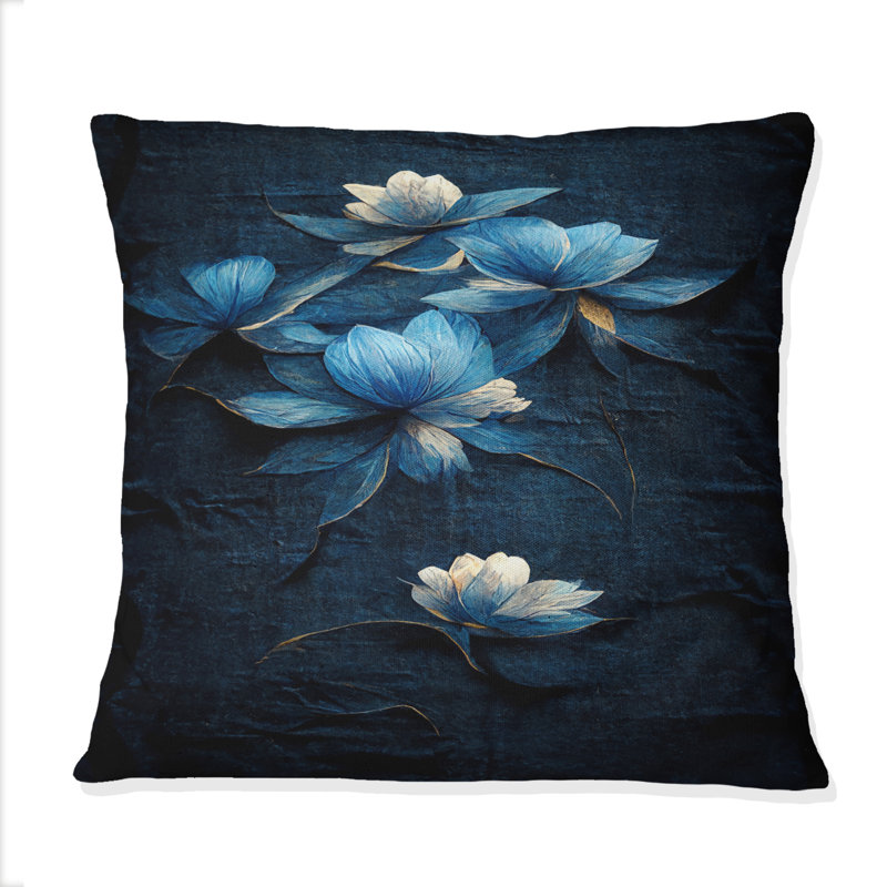 Coussin décoratif rétro imprimé fleurs bleu clair chinois I