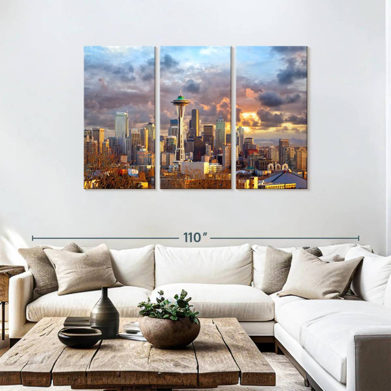 Nicci Seattle, ciel coucher de soleil, H 48 po x l 74 po