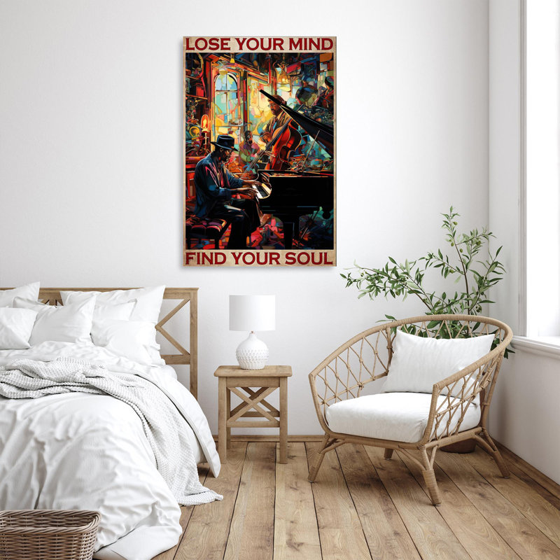 «Javantay Man Play Piano Lose Your Mind», reproduction sur toile, H 36 po x l 24 po x P 1,25 po
