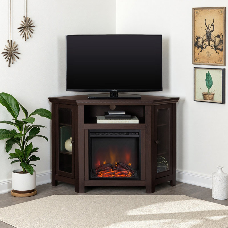 Space-Smart Corner Electric Fireplace With Cozy Glow & Easy Setup, Brown