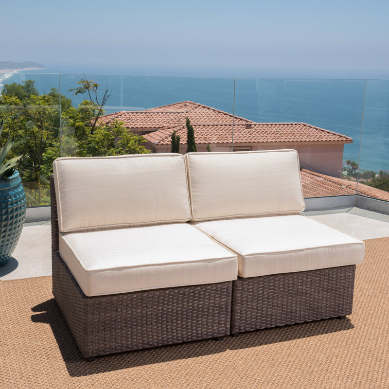 Chaise de patio avec coussins Alexis, Brun foncé, Beige