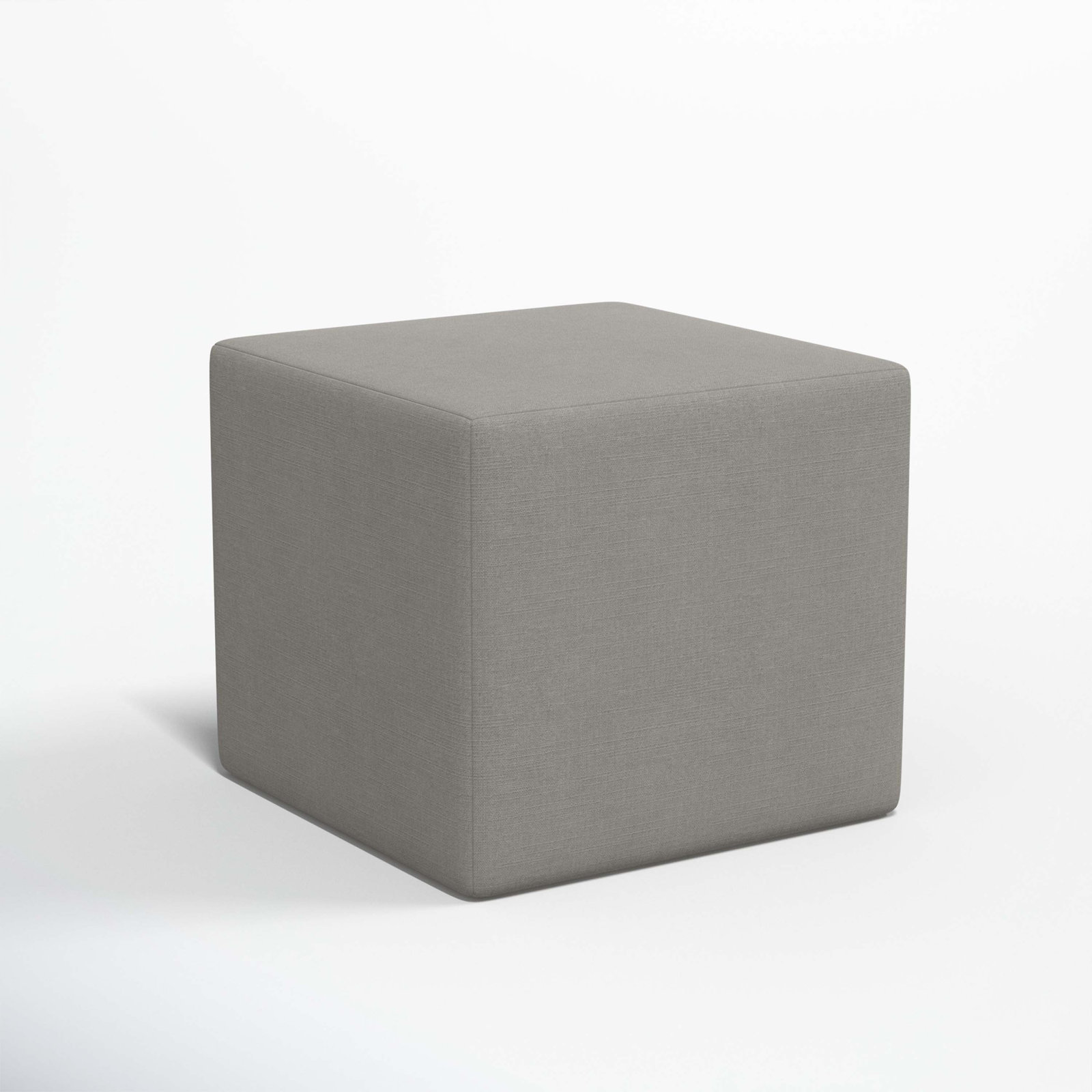 21" Linen Upholstered Ottoman, Linen Gray Linen