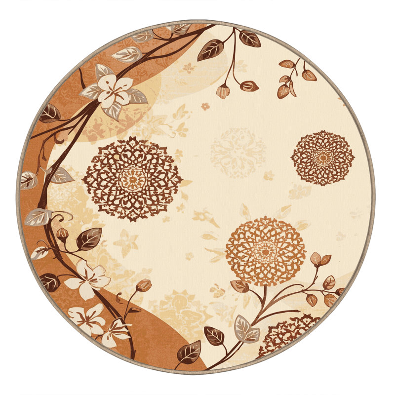 Tapis marocain beige lavable à la machine Paesyn Jasmine, Rond 8 pi