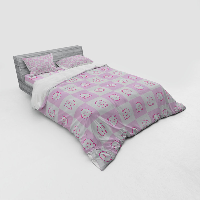 Ensemble de housse de couette en microfibre rose, Housse de couette grand + 3 pièces supplémentair
