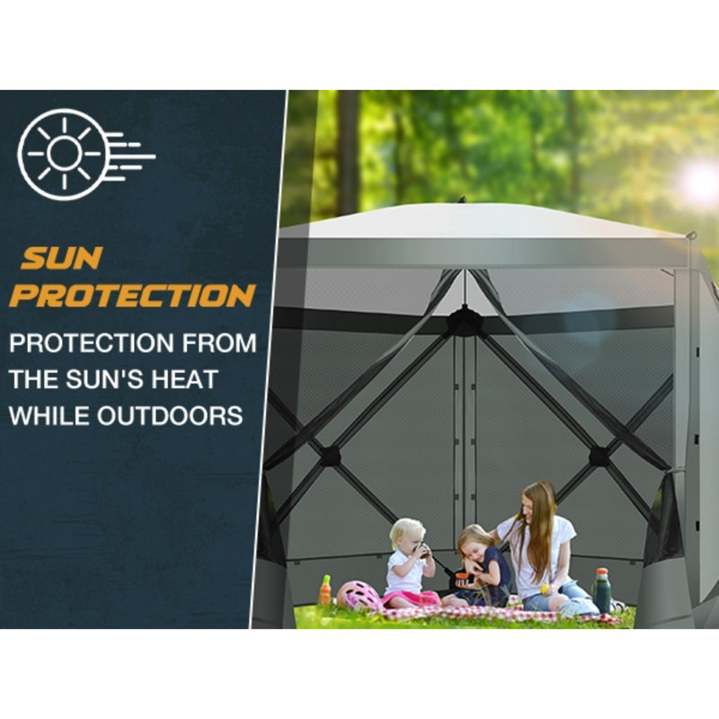 10x10FT Camping Gazebo Screen Tent, Gray