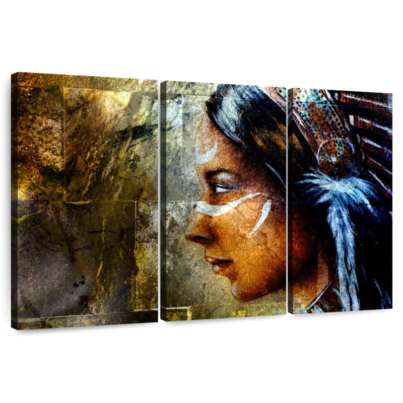 Beautiful American Indian, H 36 po x l 57 po
