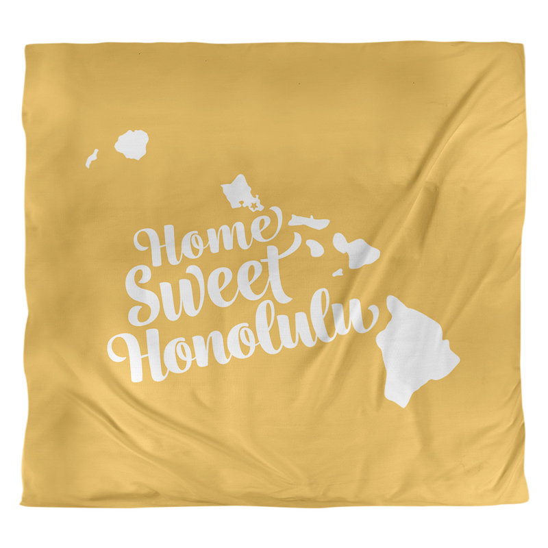 Housse de couette honolulu hawaii, Housse de couette pour très grand lit, Jaune, Microfibre