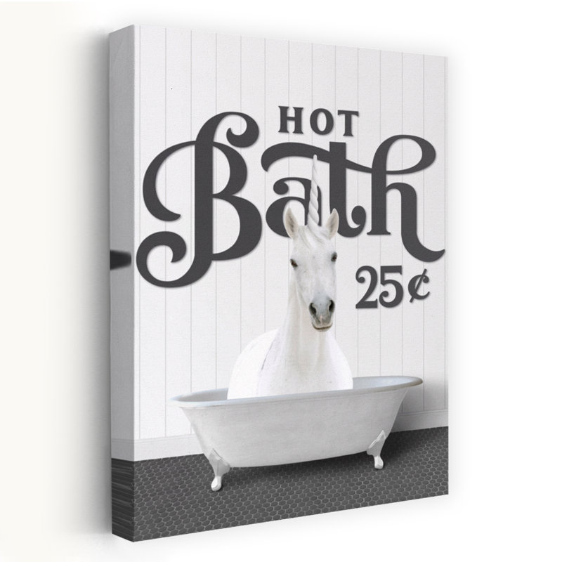 Unicorn Hot Bath 25 Cents, H 24 po x l 16 po