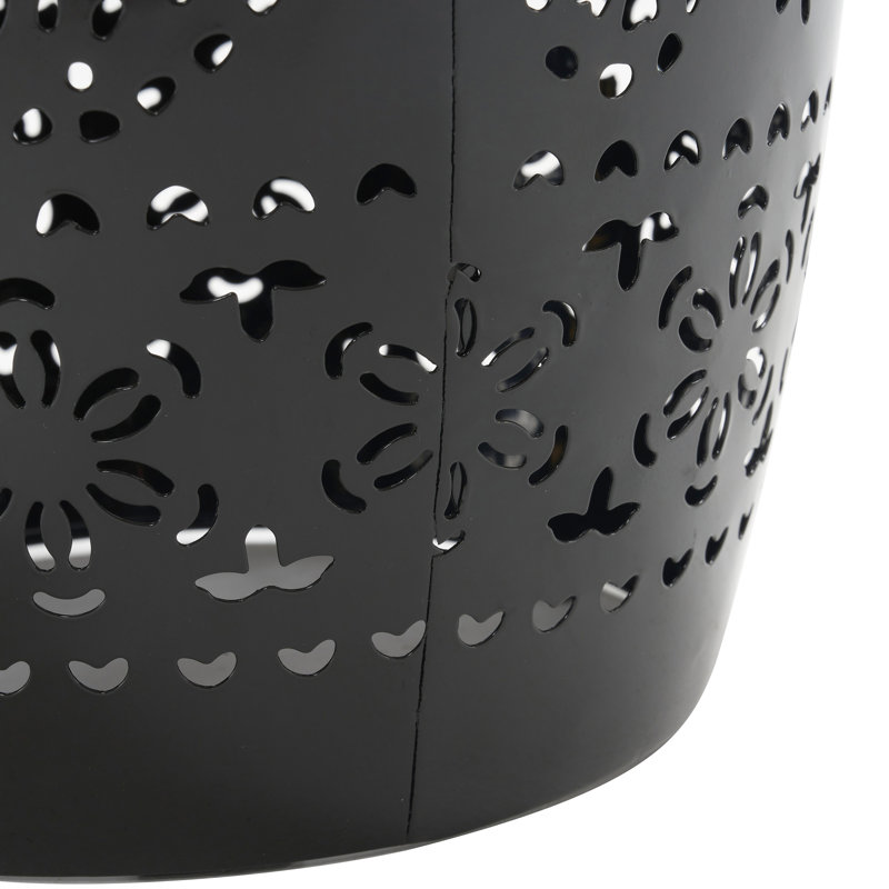 Table d'appoint 12 po - Noir | Décoration mosaïque séduisante avec plateau en carreaux de céramique et structure en fer convenant aux espaces intérieurs et extérieurs comme le patio, le porche, les collations fonctionnelles de jardin, les boissons, le revêtement antirouille pour plantes