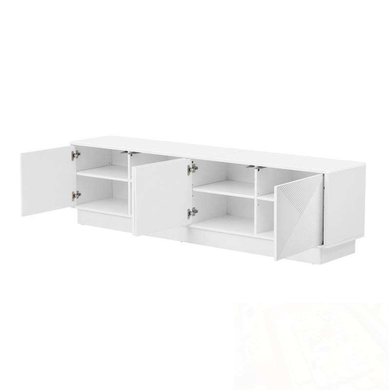 Momsen 4 portes avec tablettes réglables et détails DEL à 4 portes, Blanc