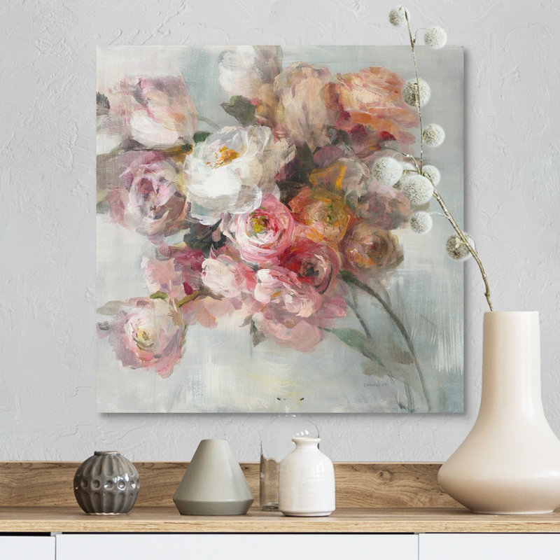 " Blush Bouquet " Painting Print, Wrapped Canvas, 16" H x 16" W x 1.25" D