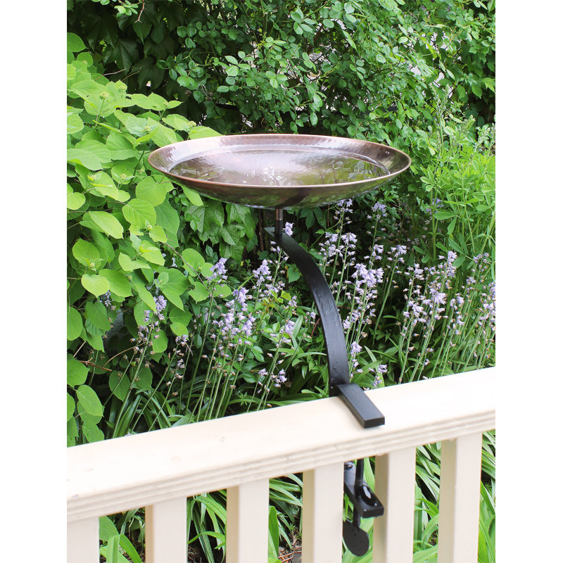 Birdbath with Rail Mount Bracket, Burnt Copper