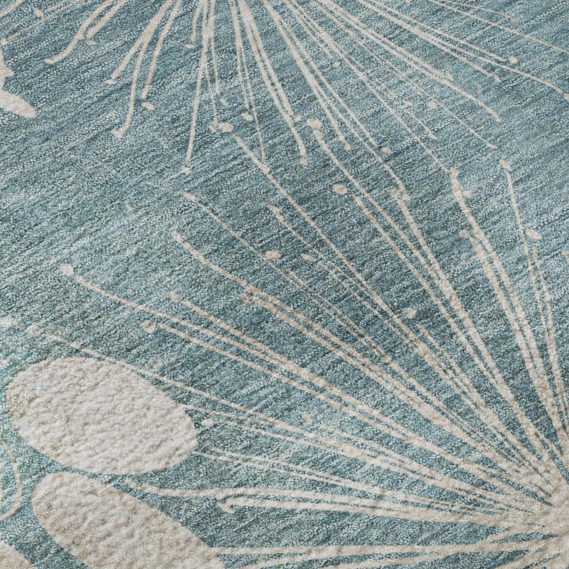 Premium Machine Washable Mayfield AMF2225 Floral Rug, Blue, 10' x 14'
