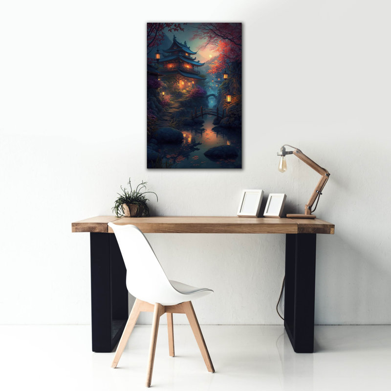 «Water Village» par Cameron Gray, art mural sur toile, H 40 po x l 26 po x P 1,5 po