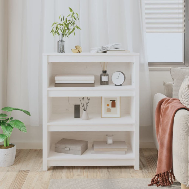 Kylisia 97cm H Solid Wood Standard Bookcase, 97cm H x 80cm W x 35cm D, White